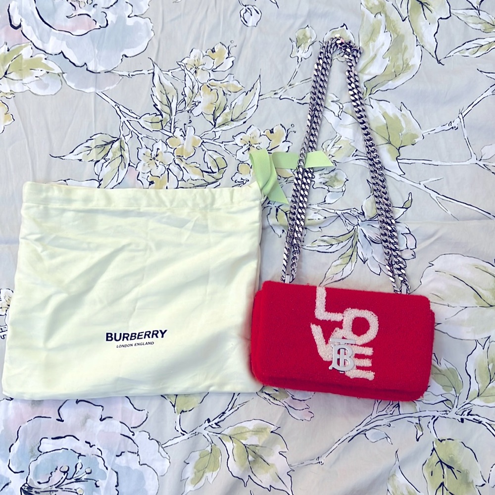BURBERRY
Cotton Terry Cloth Mini Love Lola Bag Red White